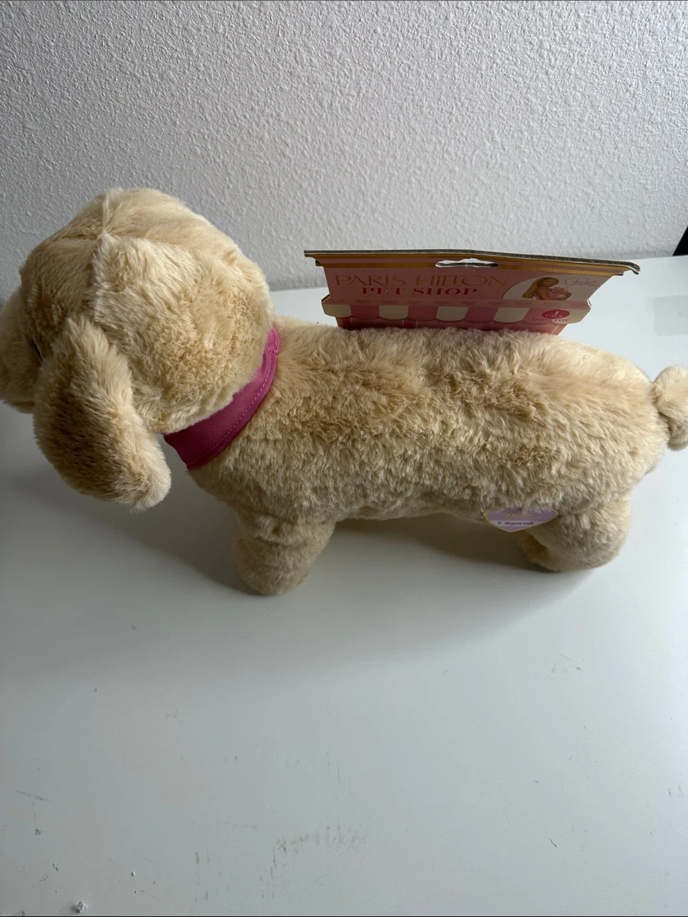 Paris Hilton Plush Dog with Pink Bandana - Cream Fur